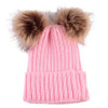 Newborn Winter Warm Wool Ball Knitted Hats Kids Knit Hemming Hat Cap Beanie Girls Boys Cute fur hats Cap gorros masculino Au3