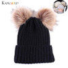 Newborn Winter Warm Wool Ball Knitted Hats Kids Knit Hemming Hat Cap Beanie Girls Boys Cute fur hats Cap gorros masculino Au3