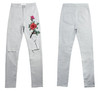 New Women's Vintage Embroider Flowers jeans Ripped Pencil Stretch Denim Pants Female Skinny Trousers high waist Jeans 2112