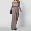 New Arrival Elegant Maxi Dress Women Long Sleeve Retro Slash Neck Spring Autumn High Waist Long Party Gown Dresses Vestidos