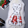 New Arrivals Vestidos 2017 Summer O-Neck Sleeveless Print Casual Dresses Women Vintage Princess Dress Ladies Party Clothing