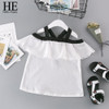 HE Hello Enjoy Summer Girls Clothes Sets Children's Clothing Fashion Girl Shirt Top+Striped Shorts Suits 2018 Kids Clothing 2pcs