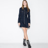 HDY Haoduoyi Womens Vintage Slim denim ling sleeve Mini Dress Pockets Fashion Lady Short Dresses for wholesale Women Vestidos
