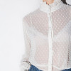 HDY Haoduoyi Womens Summer Sexy Lace Hollow Out Sheer Flare Sleeve Buttons Blouses Shirts Casual Solid Femme Girl for wholesale
