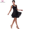 Grace Karin Cocktail Dresses Black Vestidos Coctel 2017 Sexy V Neck Robe De Cocktail A Line Dinner Party Gowns Vestido De Fiesta