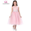 Grace Karin 2017 Tank Pageant Dresses For Little Girls Ivory Pink Sleeveless Crinoline Flower Girl Dress For First Communion