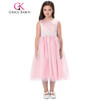 Grace Karin 2017 Tank Pageant Dresses For Little Girls Ivory Pink Sleeveless Crinoline Flower Girl Dress For First Communion