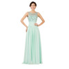 Grace Karin 2017 Mint Green Elegant Long Evening Dresses Floor Length Beading Formal Dress Backless Chiffon Evening Gowns GK7532