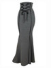Gothic Long Skirt Women Black Summer Gray Lace-up Slim Trumpet Sheath Casual Vintage Bottom Female Gothic Retro Mermaid Skirts