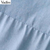 Vadim elegant floral embroidery denim loose long shirts long sleeve blouses ladies office wear oversized tops blusas LT2805