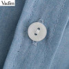 Vadim elegant floral embroidery denim loose long shirts long sleeve blouses ladies office wear oversized tops blusas LT2805