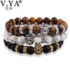 V.YA Animal Charms Bracelets for Men Women Natural Stone Jewelry with Crystal Woman's Man's Lion Bracelet Bangle Beads Bangles