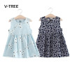 V-TREE summer baby girls dress sleeveless children kids dress cotton sundress for girl fashion clothes 18M-6Year