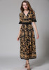 V-neck Bohemia Half Sleeve Maxi Dress