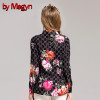 by Megyn women fashion shirts long sleeve shirt 2017 winter female floral print bow necktie blouses plus size 3XL shirt blusas
