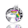 DIY Charm 925 Sterling Silver Epoxy Rainbow Unicorn Beads Bracelet