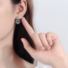 Round Cut Moissanite Diamond Crown Heart Earrings