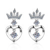 Round Cut Moissanite Diamond Crown Heart Earrings