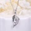 925 Sterling Silver Zirconia Black Dolphin Pendant Necklace
