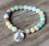 Matte Amazonite Stone Mala Bracelet - OM / Lotus / Buddha / Tree of Life