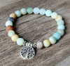 Matte Amazonite Stone Mala Bracelet - OM / Lotus / Buddha / Tree of Life