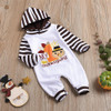 Baby Striped Thanksgiving Turkey Long Sleeve Romper Baby Clothes Wholesale Bulk