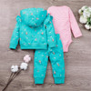 Baby Girls 3PCS Cartoon Printed Striped Sets Baby Clothes Wholesale Bulk