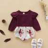 Baby Girls Long Sleeve Polka Dot Floral Splicing Romper Wholesale Baby Store