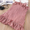 Girls Plaid Skirt Ruffled Hem Suspender Skirt Girls Plaid Skirt Ruffled Hem Suspender Skirt