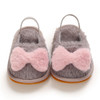 Baby Girls Fur Closed Toe Bow Decor Slip On Sandals Wholesale Baby Shoes