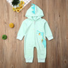Baby Dinosaur Print Hooded Zipper Long Sleeve Rompers