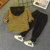 Kid Boys Stripe Hooded Top & Pants Baby Boys Clothing Wholesale