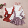 Girls Solid Color Long Sleeve Top & Suspender Skirt & Headband Baby Girl Wholesale