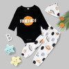 Baby Boy Friends Printed Long-Sleeve Romper & Printed Pants & Hat Baby Clothes Warehouse