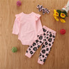 Baby Girls Printed Letter Casual Romper&Pants&Headband Baby Wholesale Clothes