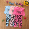 Baby Girls Printed Letter Casual Romper&Pants&Headband Baby Wholesale Clothes