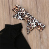 Baby Girls Solid Tops&Printed Leopard Pants&Headband Baby Romper Wholesale