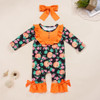Baby Girls Printed Pumpkin Romper&Headband Wholesale Baby Clothes Usa Baby Girls Printed Pumpkin Romper&Headband Wholesale Baby Clothes Usa