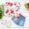 Girls Floral Printed Short Sleeve Top & Ripped Denim Shorts Girls Clothing Wholesale Girls Floral Printed Short Sleeve Top & Ripped Denim Shorts Girls Clothing Wholesale