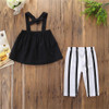 Girls Off-shoulder Solid Color Top & Striped Pants Toddler Girl Wholesale Clothing