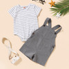 Baby Unisex Striped Short Sleeve Romper & Solid Overalls Wholesale Baby Boutique Items