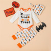 Baby Long Sleeve Halloween Pumpkin Print Romper & Pants & Hat