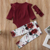 Baby Girls Ruffle Solid Rompers & Floral Pants & Headband Baby Girls Ruffle Solid Rompers & Floral Pants & Headband