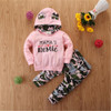 Baby Girls Camo Letter Print Hooded Long Sleeve Top & Pants Wholesale Baby Baby Girls Camo Letter Print Hooded Long Sleeve Top & Pants Wholesale Baby