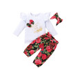 Baby Girl Floral Bow Letter Printed Long Sleeve Top & Pants Wholesalebaby