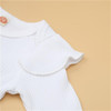 Baby Girls Solid Romper & Floral Pants & Headband Wholesale Baby Outfits