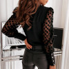 Mesh Patchwork Bow-Knot Ladies Blouse