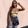 Crop Top Women Sexy Bustier Top Chain Strap Padded