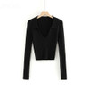 Candy Color Deep V Stretch Pullover Tops & Blouses