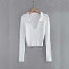 Candy Color Deep V Stretch Pullover Tops & Blouses